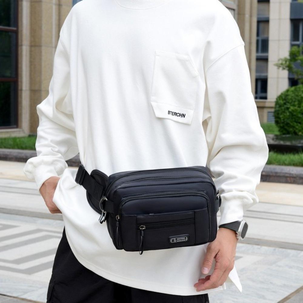 Zipper Waist Bag Multi Layer Shoulder Bag Fashion Sport Chest Bag Travel
