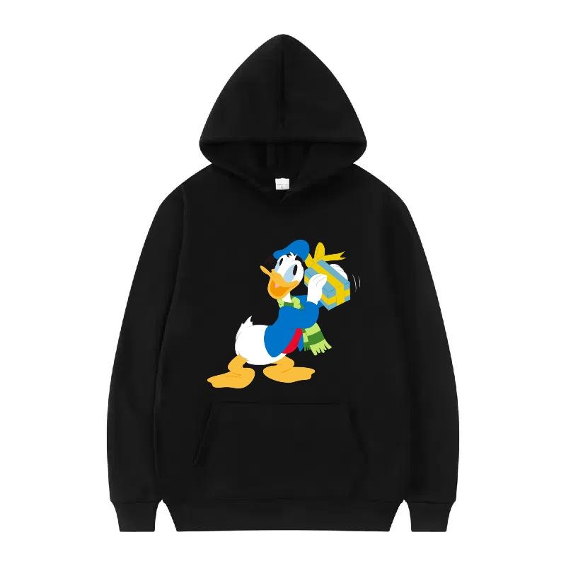 Disney Donald Duck Muster Damen Fleece Sportlich Locker Grau Herbst Oberteile Kleidung Pullover Damen Günstig Y2k Hoodies Herren Sweatshirts
