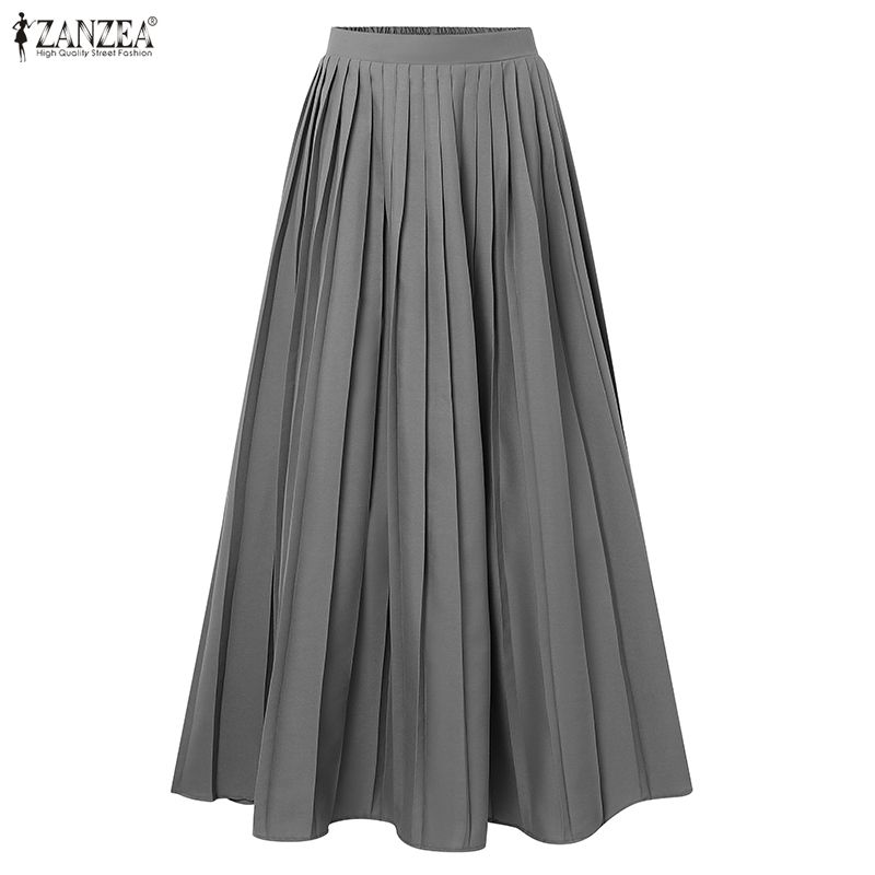 ZANZEA Lässige, elastische Taille, einfarbig, lockere, lange Röcke für Damen