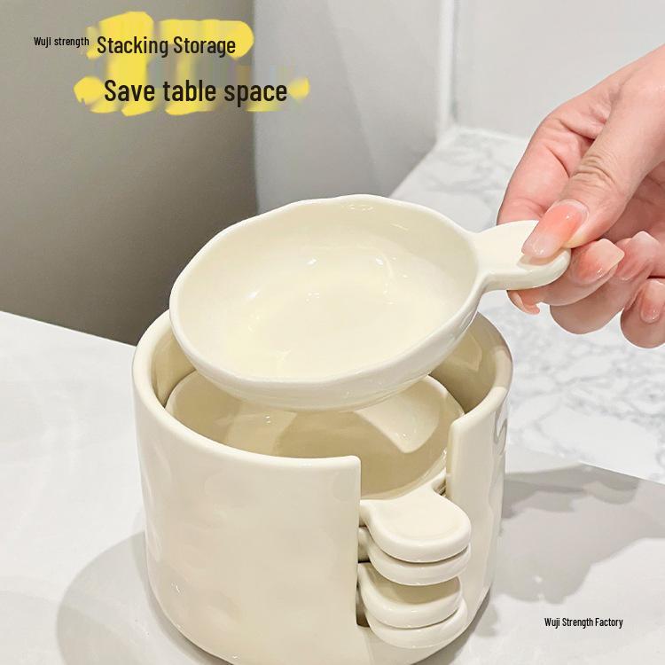 Ceramic Cream-Style Dipping Dish for Seasonings and Sauces