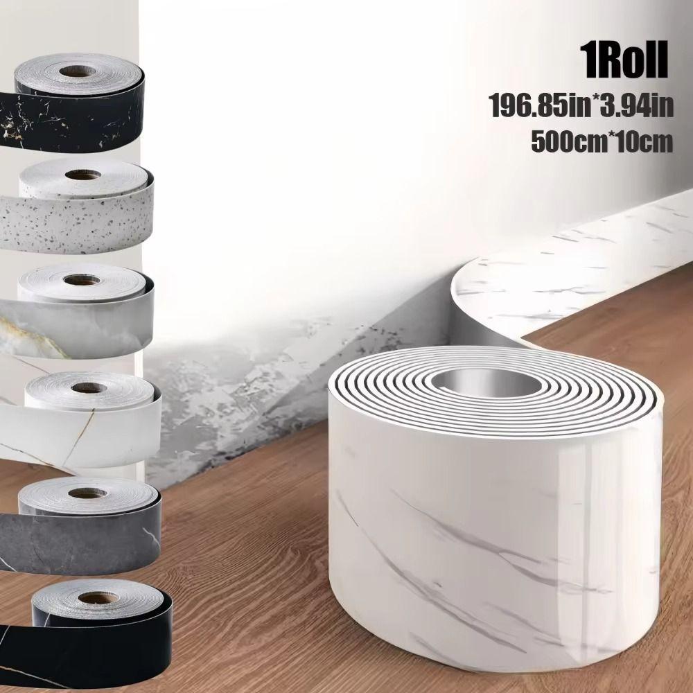 10cmx5m Self-Adhesive Skirting Board Waterproof Marble Wallpaper Sticker Stain-resistant Removable Background Wall Wallpaper