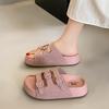 One-word slippers women's fashion versatile outer wear 2025 summer new hollow Roman sandals women's thick-soled bag head slippers