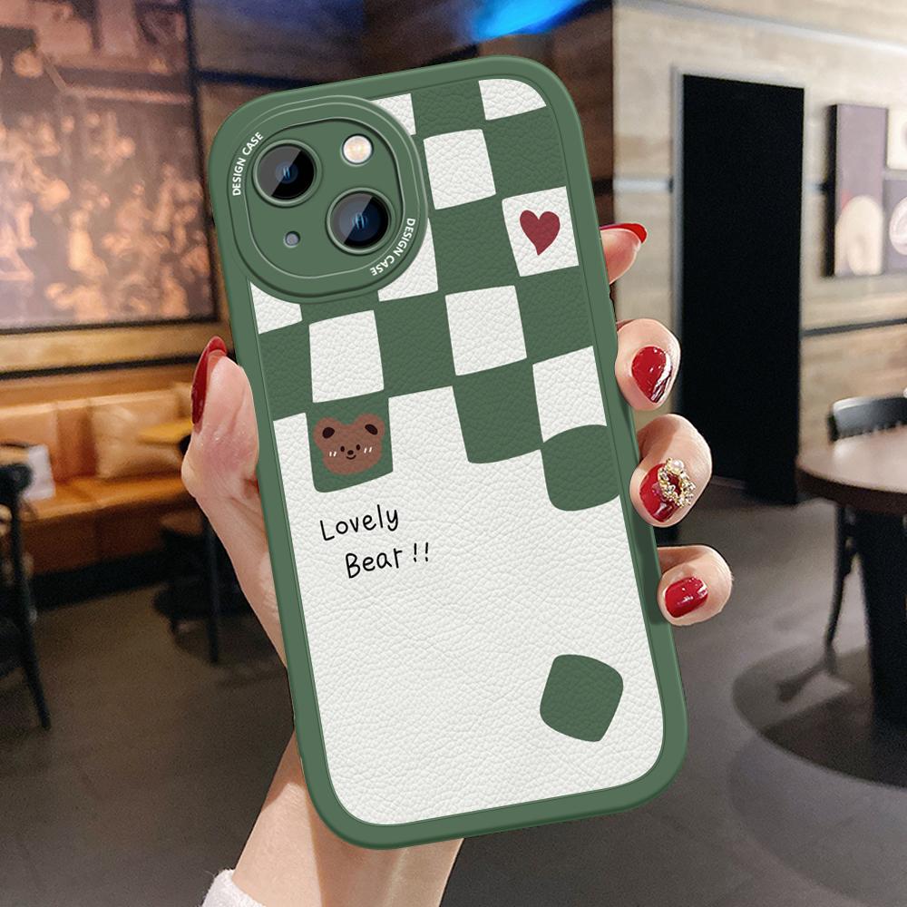 Cute Cartoon Bear PU Leather Phone Case for iPhone Samsung Galaxy Xiaomi Redmi VIVO OPPO HUAWEI Honor Infinix Soft Back Cover Coque
