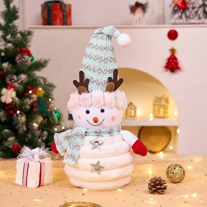 Christmas Snowman Plush Ornaments and Santa Doll Photo Props for Store Displays