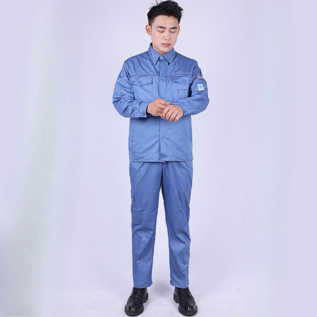 Spring Anti-static Overalls Suit Men's Long-sleeved Thin Tooling Jacket and Trousers 2-piece Suit