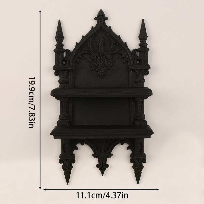 Sturdy Gothic Double Wall Mount Shelf For Heavy Books And Plant Strong Plastic Construction Easy To Assemble Rack