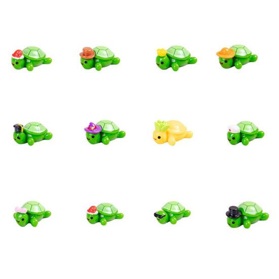 12 Pcs Mini Turtle Figurines Set Cute Resin Tortoise Statues