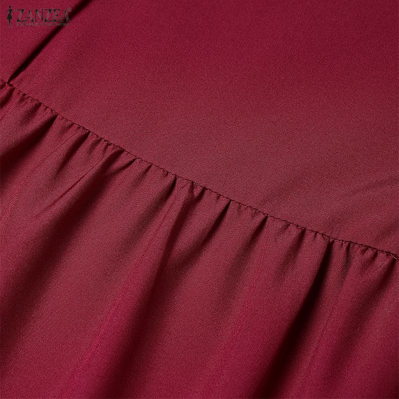 ZANZEA Women Casual Round Neck Loose Long Sleeve Muslim Dress