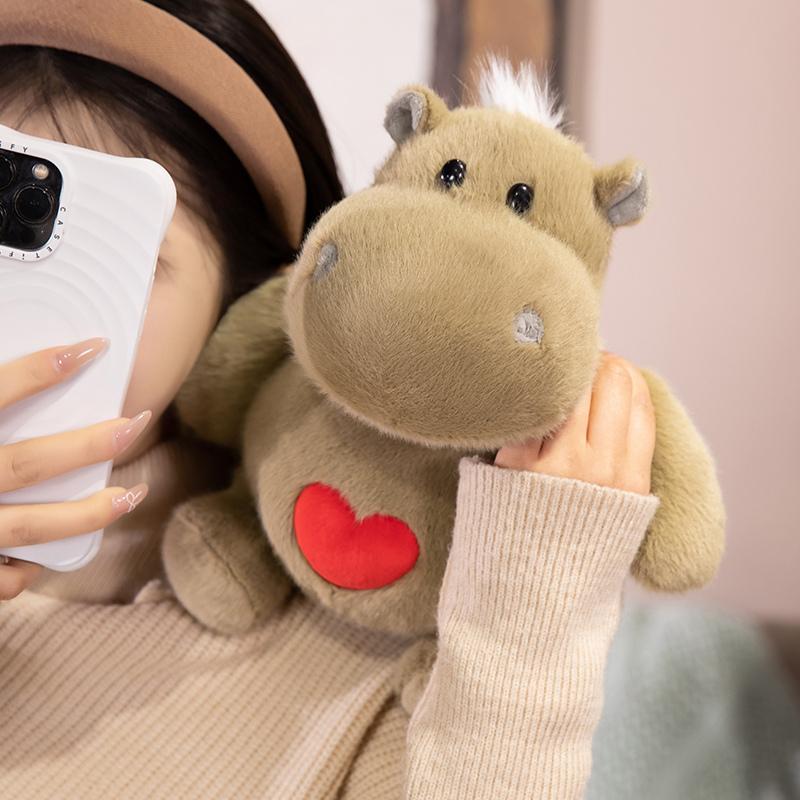 Cute Hippo Plush Toy Hippo With Love Heart Lifelike Ants Plush Doll Soft Stuffed Animal Doll Boys Girls Birthday Holiday Gift