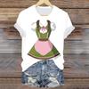 Women's Casual Pullover T-Shirt Oktoberfest Print Short Sleeve Crew Neck Top Lightweight Summer Tee