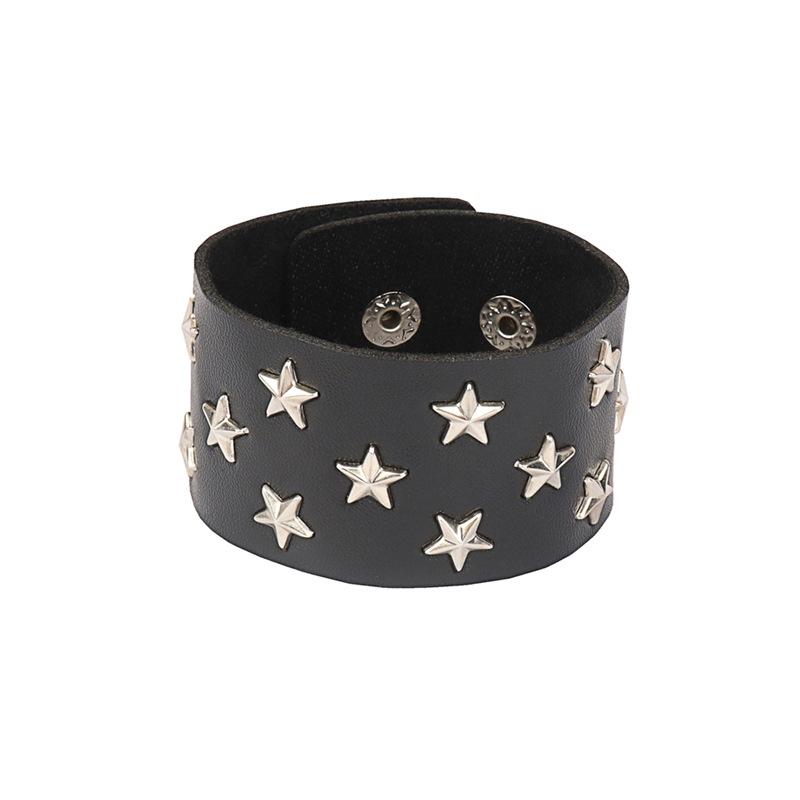 Punk Bracelets PU Leather Studded Bracelet Adjustable Goth Cuff Bracelet Gothic Rivet Buckle Wristband for Men Women Emo Jewelry
