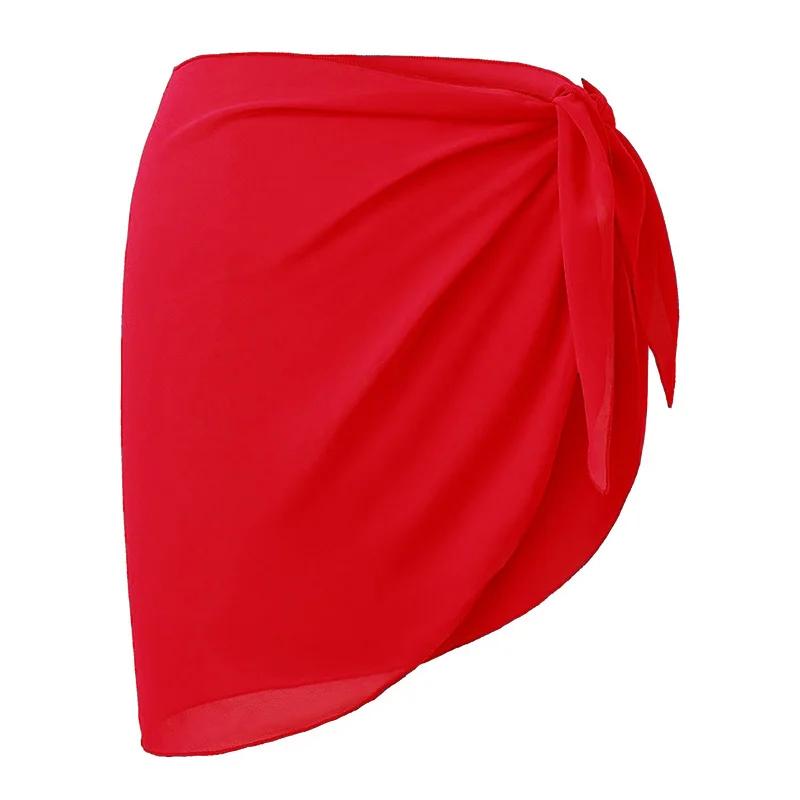 Women Short Sarongs Swimsuit Coverups Beach Bikini Wrap Sheer Short Skirt Chiffon Scarf Cover Ups for Swimwear