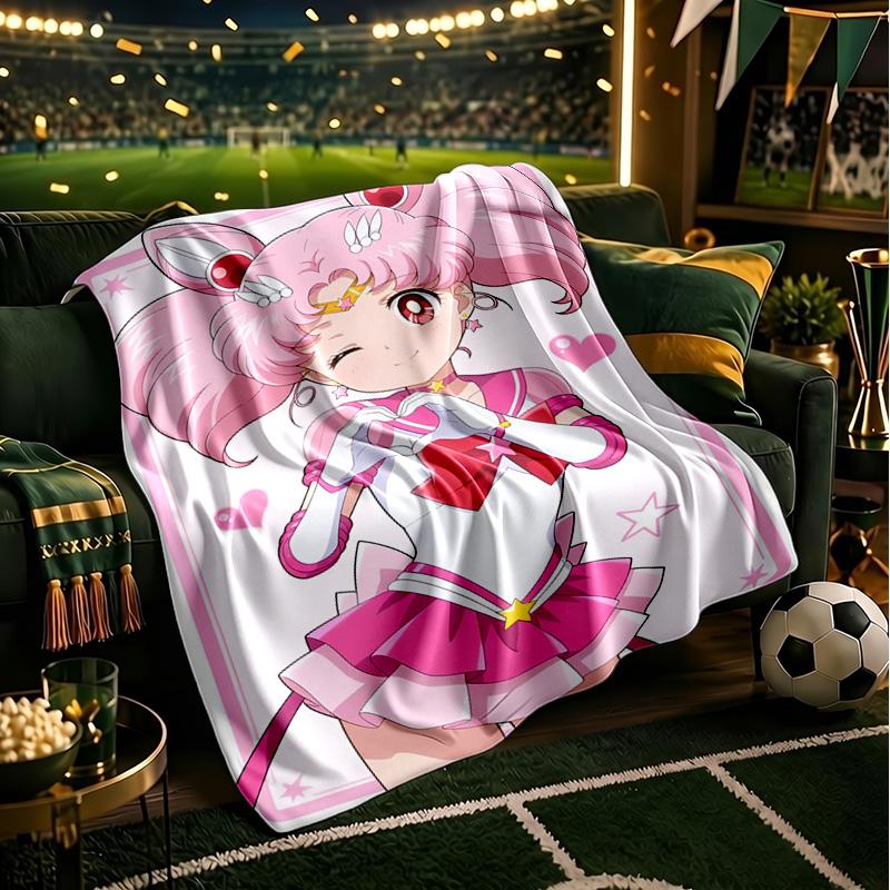 Pink Heart Puella Magi  Throws Blanket Flannel Blankets Plush for Couch Bed Gifts for Men Women Travel picnic blanket Christmas fan gifts