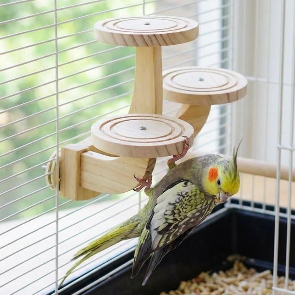 Bite Resistant Wooden Bird Perch Stand Parrots Ladder Bird Training Stand  Parrot Cage