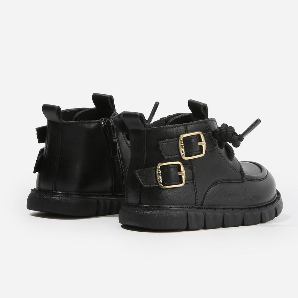 Boys' Non-slip British Style Leather Boots for Baby Girls Soft-soled Toddler Shoes