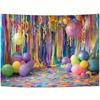 2D Bright Multicolor Confetti Backdrop with Balloons for Birthday Party Banner