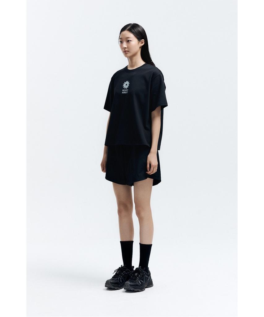 Koolongseupocheu Wm Women'S Crop Print Short Sleeve T-Shirt 8Htcm26204Blk