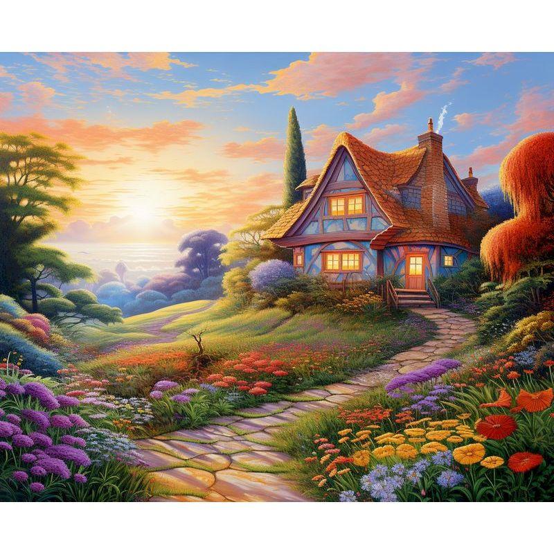 

Diy 5D Алмазна картина Будинок Пейзаж Алмазна вишивка Мозаїка Повна кругла дриль Вишивка хрестиком Прикраса дому Подарунок Round 30x40cm