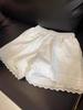 Women's White Lace Trim A-Line Shorts - Summer Loose-Fitting, Versatile, Casual Wide-Leg Pants