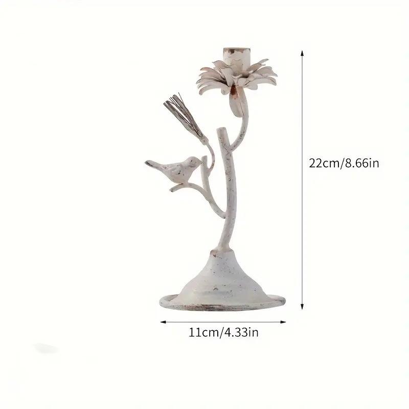 Vintage Wrought Iron Candle Holder Distressed Floral Centerpiece for Coffeehouse B&B Decor Rustic Ambiance 1Pc