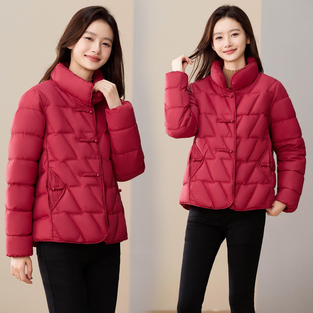 Women's new stand-up collar windproof lightweight thickened fluffy warm cold loose short high quality fabric casual sports jacket
