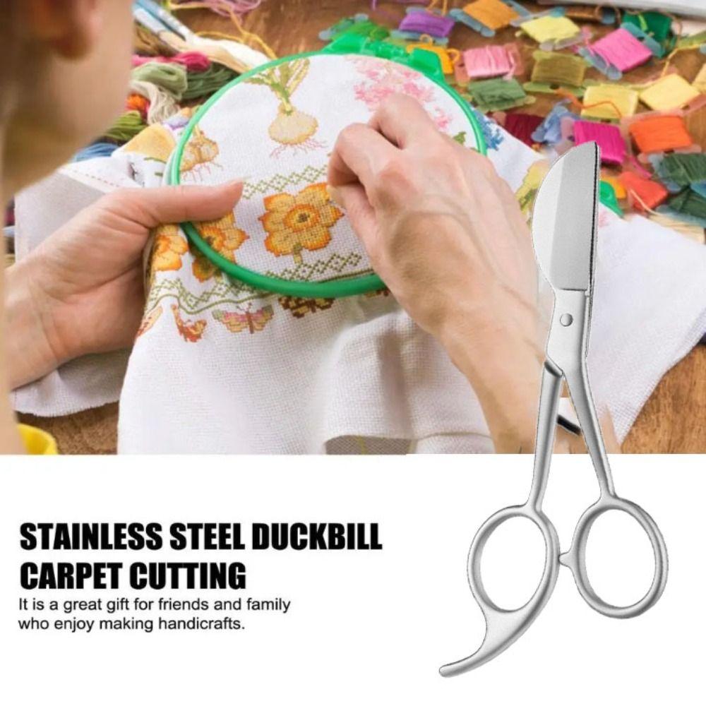 Stainless Steel Duckbill Applique Scissors Sturdy Sharp Sewing Embroidery Scissors Carpet Cutter