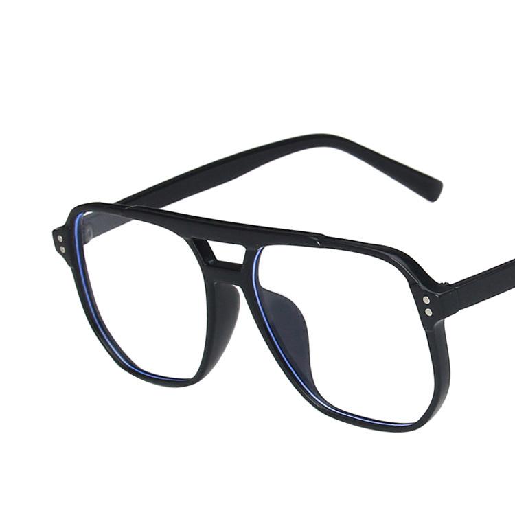 Retro Tide Glasses Optical Spectacle Transparent Computer Glasses Fashion Large Frame Double Beam Anti-blue Light Glasses