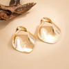 IngeSight.Z Exaggerated Irregular Geometric Pleated Metal Hollowed Stud Earring Women Trendy Piercing Earring Jewelry 2026 New