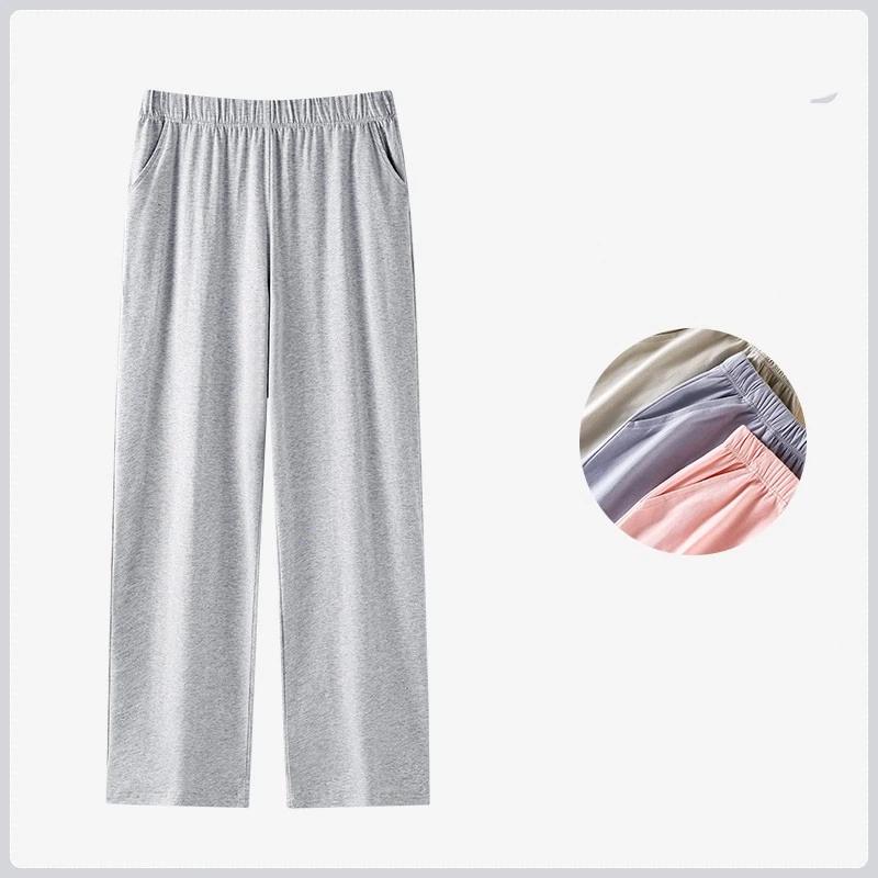 Women's Cotton Lycra Pajama Pants 180GSM Casual Loose Long Trousers With 2 Pockets Elastic Waist Home Sleepwear Pants