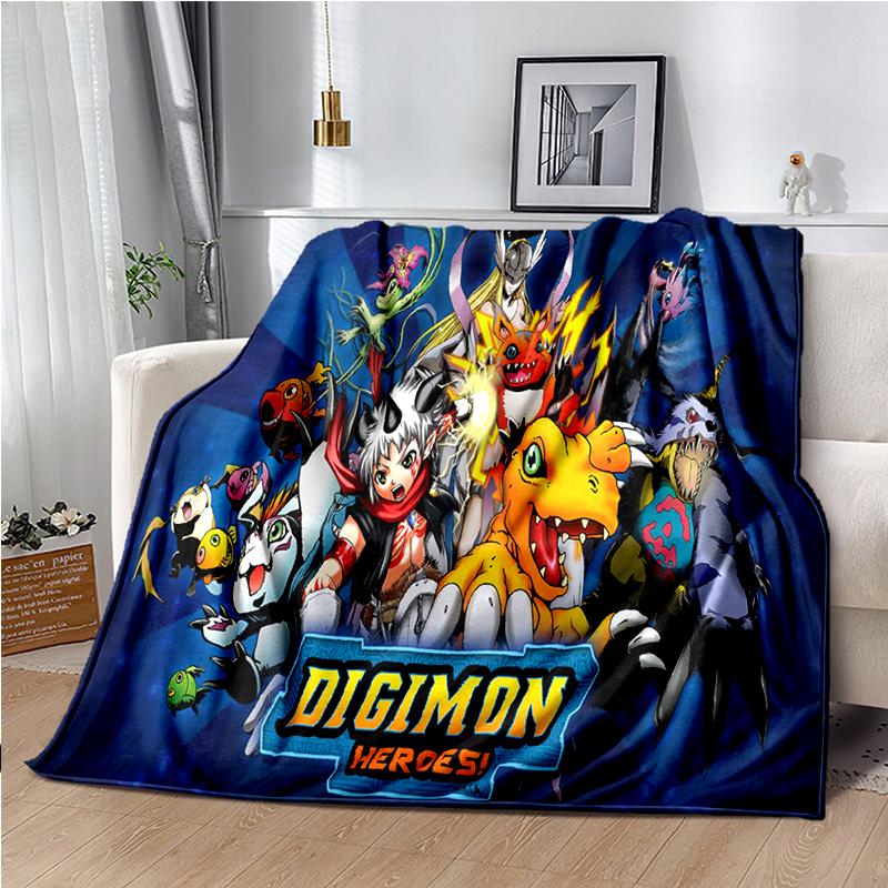 

Di-gimon Cartoon Anime Throws Blanket Kids Super Soft Cute Blankt for Travel Couch Sofa Picnic Bed Flannel Blanket Birthday Gift 75x90cm