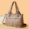 Women's Bag Lightweight Stitching Soft Leather Tote Bag Large Capacity Mother Bag
