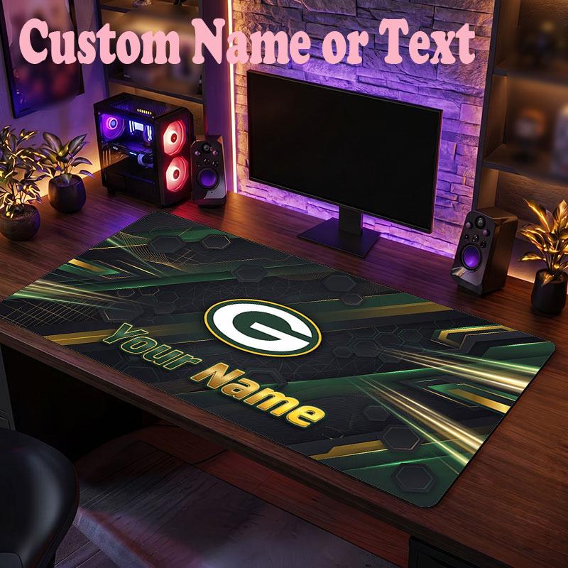 Green Bay Packers Customized Name Text Mouse Pad, Large Desk Mouse Mat Personalized Home Office Present