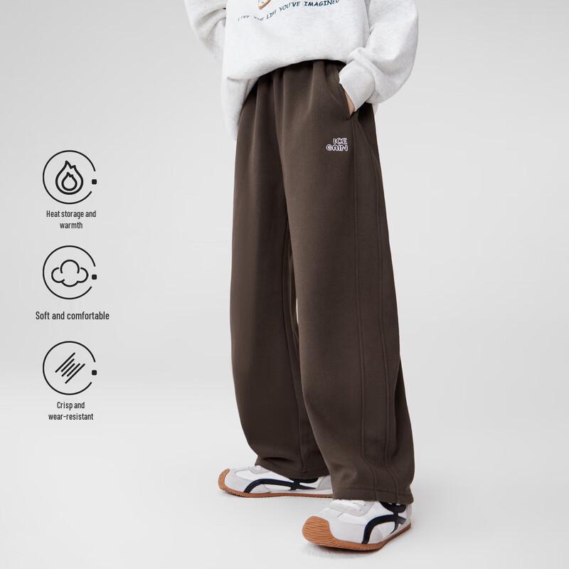 Girls  2025 Winter Warm Fleece-Lined Curved Leg Sweatpants 120