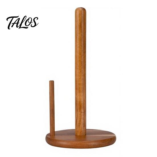 Talos Wooden Paper Towel Holder, One-Handed Operation Dispenser, Freestanding Countertop for Kitchen Bathroom