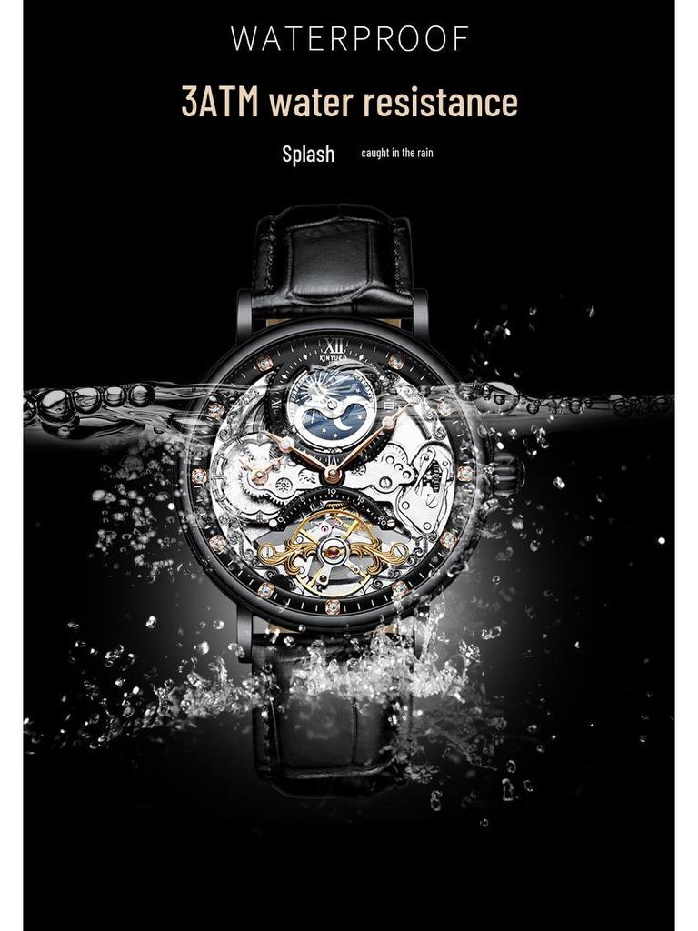 Reloj Mecánico de Negocios para Hombre KINYUED Automático Tourbillon Multifuncional