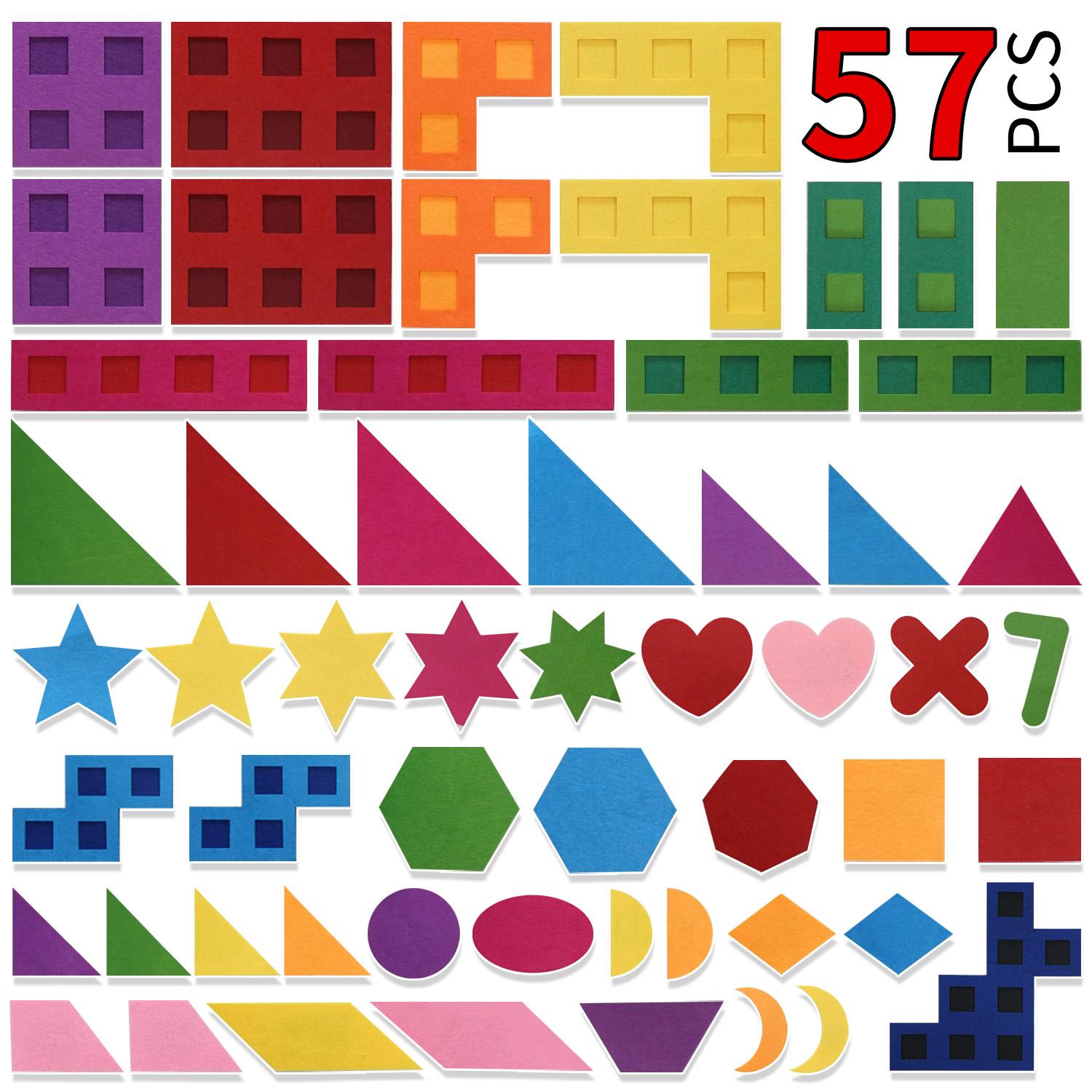

57 children s geometric figure felt puzzle toy set, classroom interactive learning sensory activity teaching tangram game