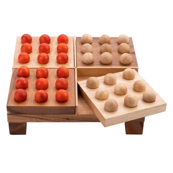 Brettspiel - ENGELHART - Quinto - Akazienholz - 2 Spieler - 20,5 x 20,5 x 5 cm