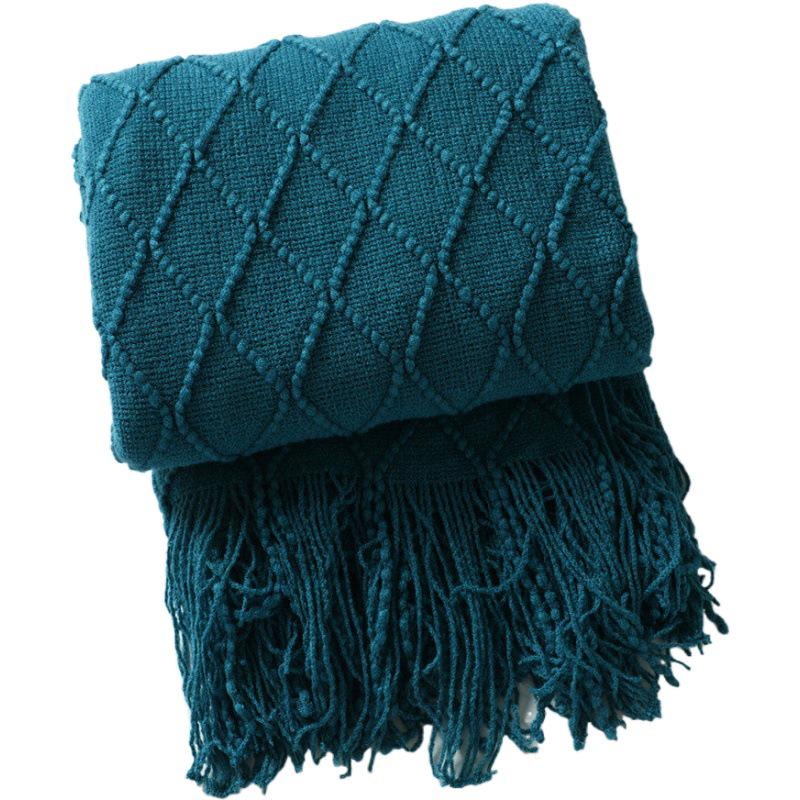 Tassel Lightweight Knitted Blanket for Sofa, Air Conditioning, Summer Naps, and Bay Windows