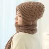 Windproof Hat Scarf Set Neck Warmer Knitted Hat  Scarf Fashion Integrated Ear Protection Cap  Woman