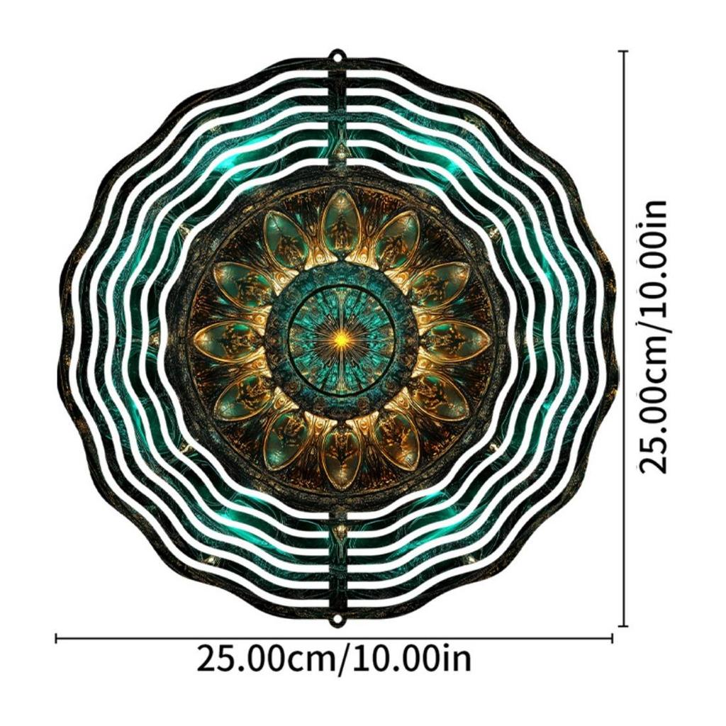 1pc 2D Mandala Wind Chime, Colorful Metal Garden Aesthetic Hanging Decor, No Battery Required, Outdoor Christmas and New Year Gift