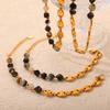 Natural Stone Beads Joint Stainless Steel Necklace Bracelet For Women Gold Color Necklaces Bangle Women's Elegant Jewelry Sets
