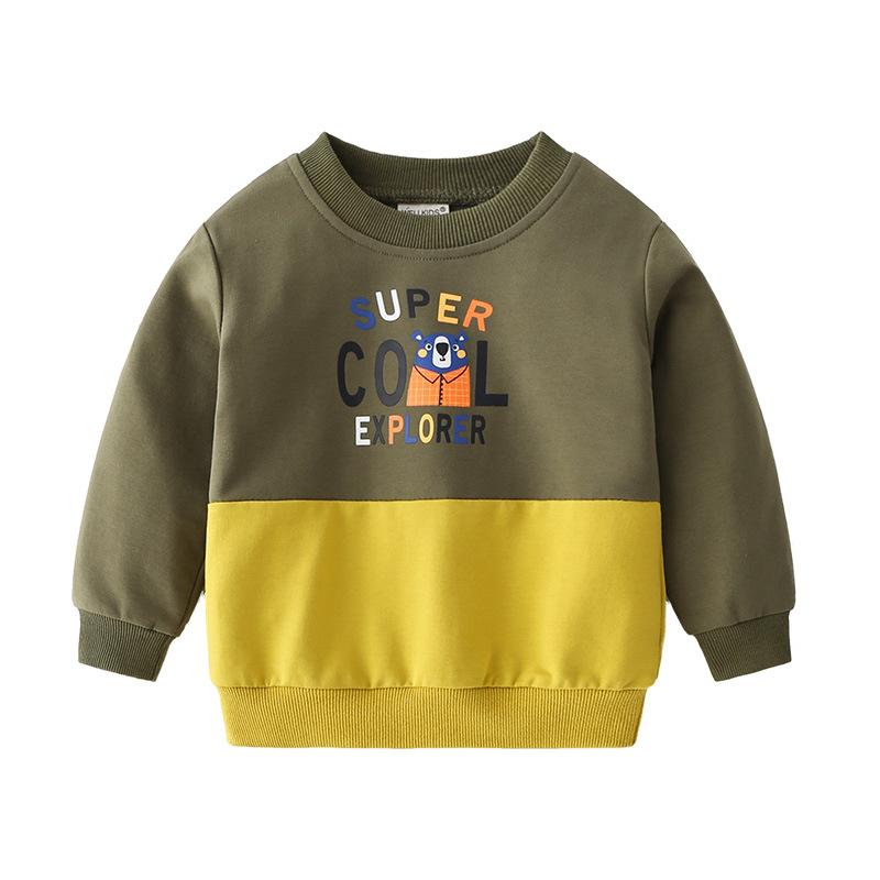 No hooded autumn boys sweater cartoon children's clothing, cute fashion casual long-sleeved top