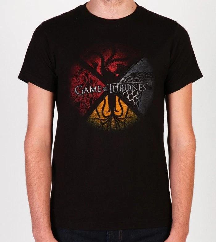 Game Of Thrones FOUR HOUSES DIVIDED 100% Cotton T-shirt Mens Tees Top NWT Licensed & Official S-3XL 3XL