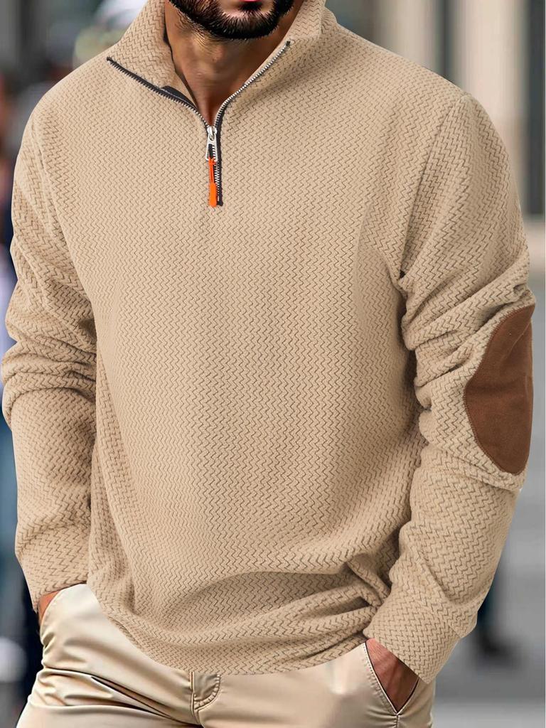 2025 Autumn/Winter Men's Outdoor Fleece Jacket with Stand-up Collar and Long Sleeves