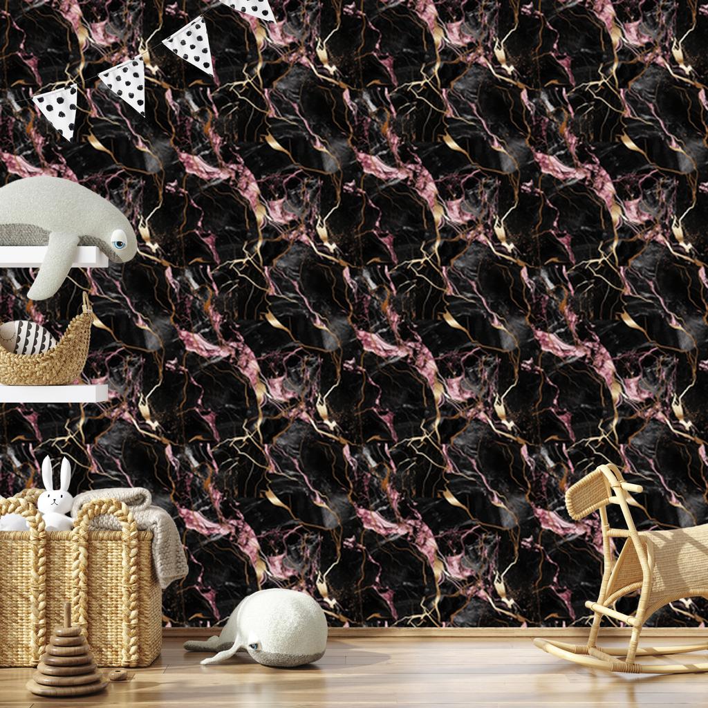 Marble Wallpaper Black, Brown, Burgundy and Rust for Living Room and Bedroom 50x1000