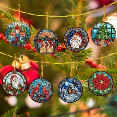 8 Stück Diamond Painting Hängender Anhänger Einseitig 5D DIY Acryl Kristall Hängend Haus Wanddekoration für Weihnachtsdekoration Geschenk