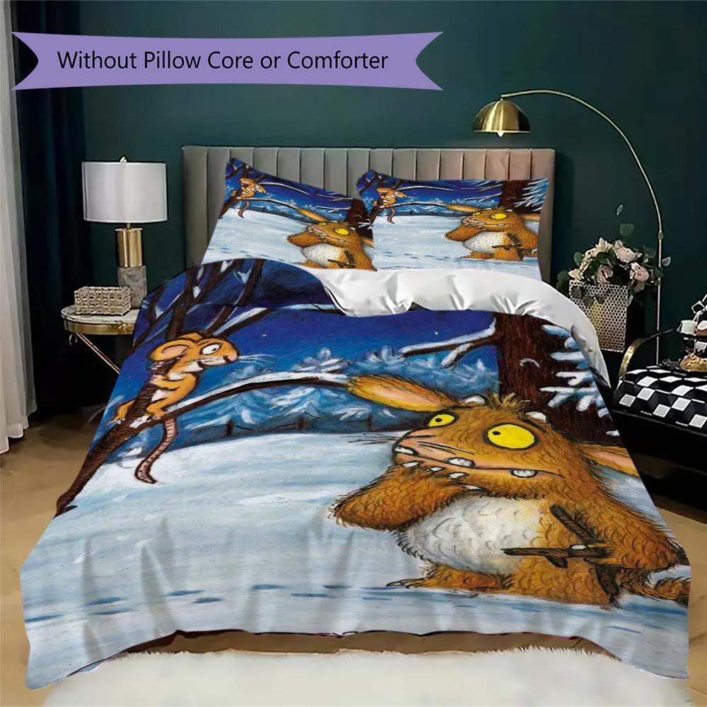 The Gruffalo Pattern Bedding,Quilt Set Quilt Cover Pillowcase Home Birthday Gift(1 * duvet cover + 2 * pillowcase, without core)_lx