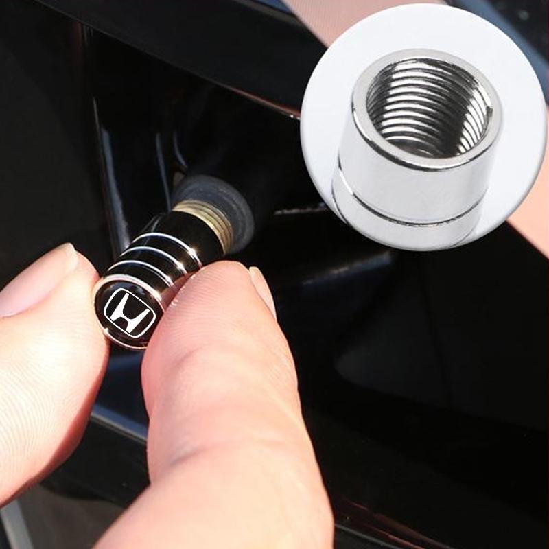 4PCS Metal Car Wheel Tire Valve Caps Stem Cover Car Accessories For Honda Civic XR-V HR-V City Accord Odyssey Spirior CRV Jazz akg256