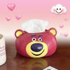 Miniso Cartoon Cute Strawberry Bear Tissue Box Living Room Bedroom Desktop Paper Box Premium Home Napkins Paper Box Ornament