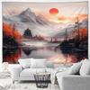Cherry Blossom Mountain Wall Tapestry Japanese Art Print Boho Decor For Bedroom Living Room Zen Theme Home Interior Hanging